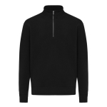 Felpa moderna con mezza zip cotone riciclato 300g/m2 Iqoniq Elgon color nero