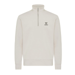 Felpa moderna con mezza zip cotone riciclato 300g/m2 Iqoniq Elgon color champagne vista con logo