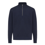 Felpa moderna con mezza zip cotone riciclato 300g/m2 Iqoniq Elgon color blu mare