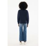 Felpa moderna con mezza zip cotone riciclato 300g/m2 Iqoniq Elgon color blu mare quarta vista con modello