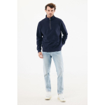 Felpa moderna con mezza zip cotone riciclato 300g/m2 Iqoniq Elgon color blu mare