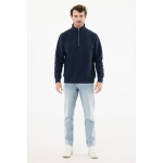 Felpa moderna con mezza zip cotone riciclato 300g/m2 Iqoniq Elgon color blu mare