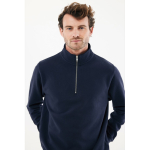Felpa moderna con mezza zip cotone riciclato 300g/m2 Iqoniq Elgon color blu mare