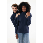 Felpa moderna con mezza zip cotone riciclato 300g/m2 Iqoniq Elgon color blu mare