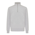 Felpa moderna con mezza zip cotone riciclato 300g/m2 Iqoniq Elgon color grigio chiaro jensato