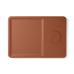 Caricatore wireless da scrivania ecologico con vassoio organizer color marrone