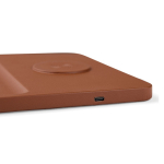 Caricatore wireless da scrivania ecologico con vassoio organizer color marrone seconda vista