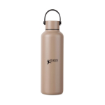 Borraccia termica in acciaio inox riciclato con manico minimal 600 ml color avorio vista con logo