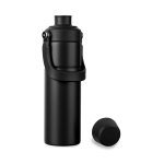 Borraccia termica acciaio riciclato con manico e doppia apertura 600ml color nero quarta vista
