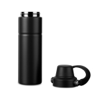 Borraccia termica acciaio riciclato con manico e doppia apertura 600ml color nero quinta vista