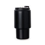 Tazza take away in acciaio riciclato con coperchio ribaltabile 350 ml color nero terza vista