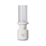 Lampada da tavolo portatile riciclata batteria ricaricabile e dimmer color bianco vista con logo