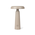 Lampada da tavolo riciclata con luce calda e fredda regolabile al tocco color avorio vista con logo