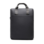 Zaino riciclato con tasca frontale e fascia posteriore per trolley 16” color nero
