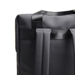 Zaino riciclato con tasca frontale e fascia posteriore per trolley 16” color nero quarta vista