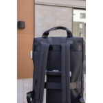 Zaino riciclato con tasca frontale e fascia posteriore per trolley 16” color nero