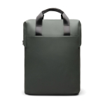 Zaino riciclato con tasca frontale e fascia posteriore per trolley 16” color verde