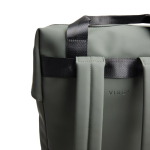 Zaino riciclato con tasca frontale e fascia posteriore per trolley 16” color verde quarta vista