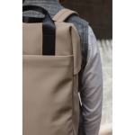 Zaino riciclato con tasca frontale e fascia posteriore per trolley 16” color avorio