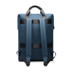Zaino riciclato con tasca frontale e fascia posteriore per trolley 16” color blu mare terza vista