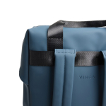 Zaino riciclato con tasca frontale e fascia posteriore per trolley 16” color blu mare quinta vista