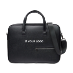 Borsa porta pc in materiale riciclato manici resistenti e tracolla 15” color nero vista area di stampa