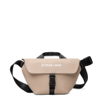 Borsa a tracolla urbana in materiale riciclato con cinghia regolabile color avorio vista area di stampa