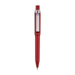 Penna in plastica riciclata con clip e anello cromato e inchiostro blu color bordò prima vista
