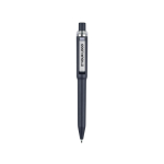 Penna in plastica riciclata con clip e anello cromato e inchiostro blu color blu vista area di stampa