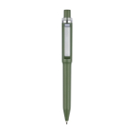 Penna in plastica riciclata con clip e anello cromato e inchiostro blu color verde prima vista