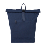 Zaino roll-top in policotone riciclato per laptop 15'' color blu prima vista