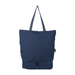 Zaino multiuso in policotone riciclato con diverse maniglie e cinghie color blu prima vista