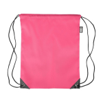 Sacca con coulisse in poliestere con angoli e cordini neri color rosa prima vista