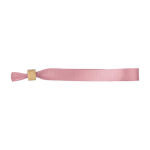 Braccialetto colorato per eventi in RPET con chiusura in bambù color rosa prima vista