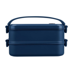 Lunch box a doppio scomparto in PP riciclato con coperchio ermetico 1600 ml color blu prima vista