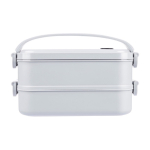 Lunch box a doppio scomparto in PP riciclato con coperchio ermetico 1600 ml color bianco prima vista