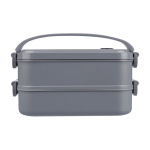Lunch box a doppio scomparto in PP riciclato con coperchio ermetico 1600 ml color grigio prima vista
