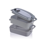 Lunch box a doppio scomparto in PP riciclato con coperchio ermetico 1600 ml quarta vista