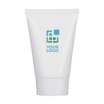 Protezione solare SPF30 profumata alla vaniglia in tubo bianco color bianco vista area di stampa