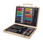 Astuccio in legno con manico e 66 pezzi per colorare prima vista