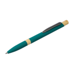 Penna in alluminio riciclato con pulsante in bambù con inchiostro blu quinta vista
