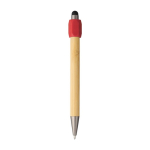 Penna touch in bambù con spinner sulla parte superiore inchiostro blu color rosso prima vista