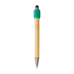 Penna touch in bambù con spinner sulla parte superiore inchiostro blu color verde prima vista