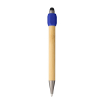 Penna touch in bambù con spinner sulla parte superiore inchiostro blu color blu oltremare prima vista