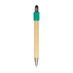 Penna touch in bambù con spinner sulla parte superiore inchiostro blu prima vista