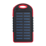Power bank solare con torcia laterale da 4.000 mAh color rosso prima vista