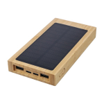 Power bank solare in bambù con indicatore luminoso da 10.000 mAh prima vista