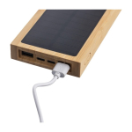 Power bank solare in bambù con indicatore luminoso da 10.000 mAh quinta vista