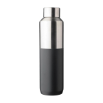 Borraccia termica in acciaio inox riciclato con tappo argentato 600ml color nero prima vista