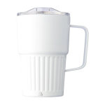 Tazza da asporto in acciaio inox riciclato con manico da 450ml color bianco prima vista